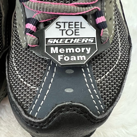 Skechers Doyline Steel Toe Industrial Athletic Shoes Pink and Gray Size 7 NWT - Picture 4 of 12
